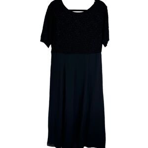 Lanz of Salzburg Long Dress Size 16W Black Lace Top Formal/Semi-Formal Lined